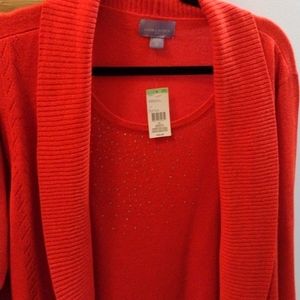 Laura Scott Red Pullover Mock cardigan Sweater | Size 2x